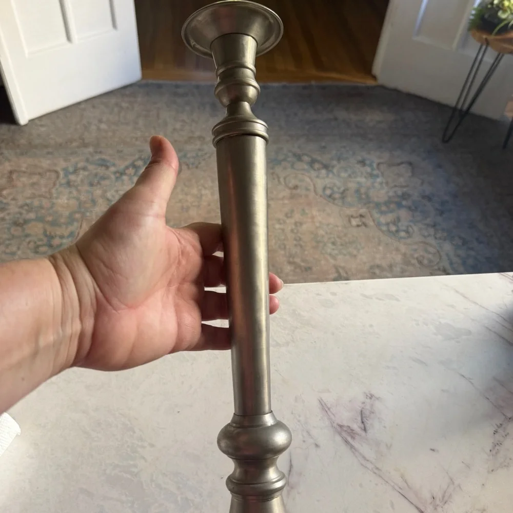 Restoration Hardware Pewter Tall pair Candlesticks